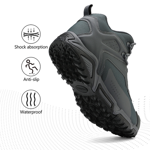 Men's Waterproof Synthetic Leather Hiking Boots - GREY - 1