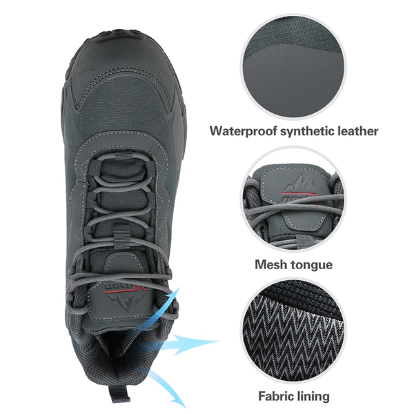 Men's Waterproof Synthetic Leather Hiking Boots - GREY - 2