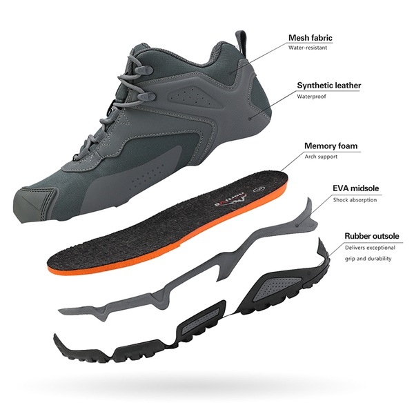 Men's Waterproof Synthetic Leather Hiking Boots - GREY - 3
