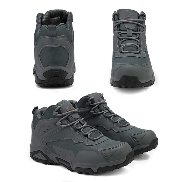 Men's Waterproof Synthetic Leather Hiking Boots - GREY - 5