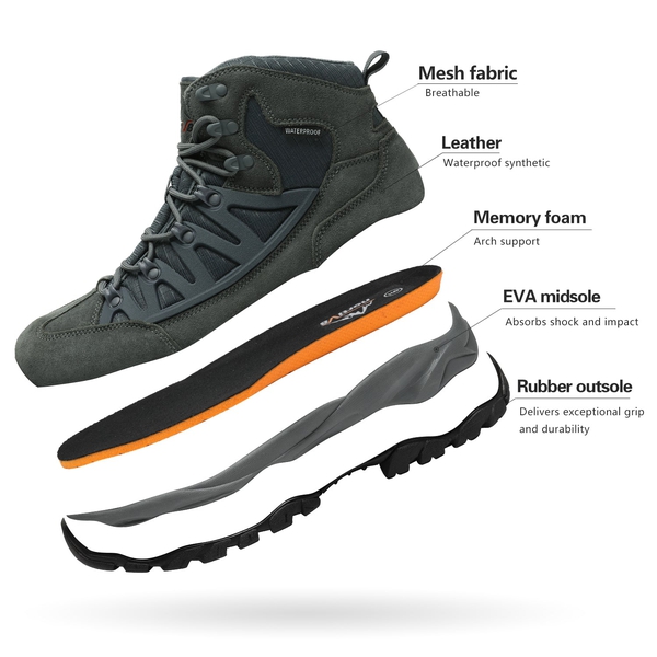 Men's Hiking Boots - GREY - 3