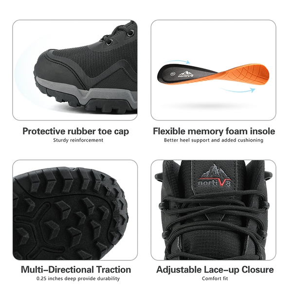 Men's Waterproof Suede Hiking Boots - BLACK - 4