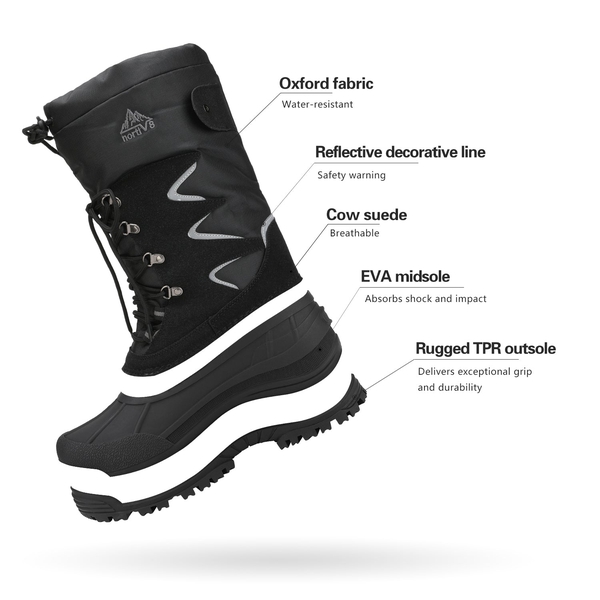 Men's Fur Lined Snow Boots - BLACK - 3