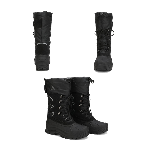Men's Fur Lined Snow Boots - BLACK - 5