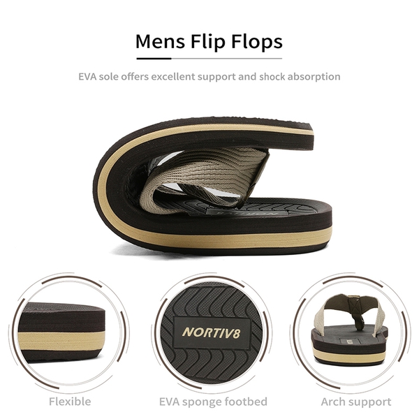 Men's Canvas Flip Flops - BEIGE - 5