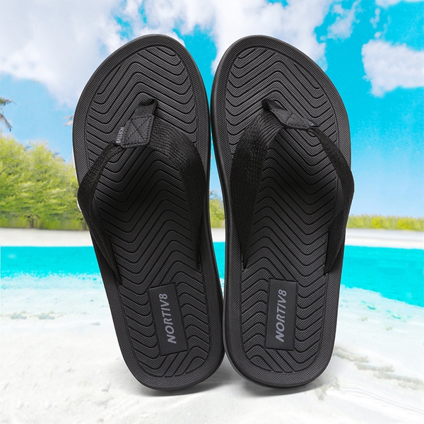Men's Canvas Flip Flops - BLACK - 1