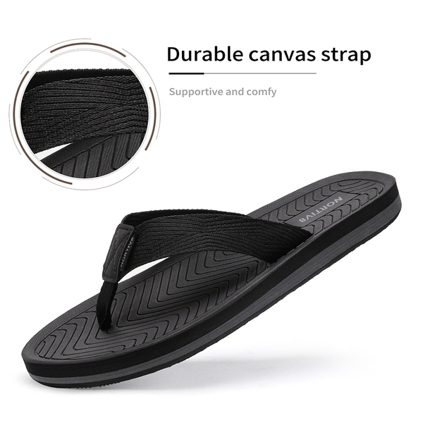Men's Canvas Flip Flops - BLACK - 2