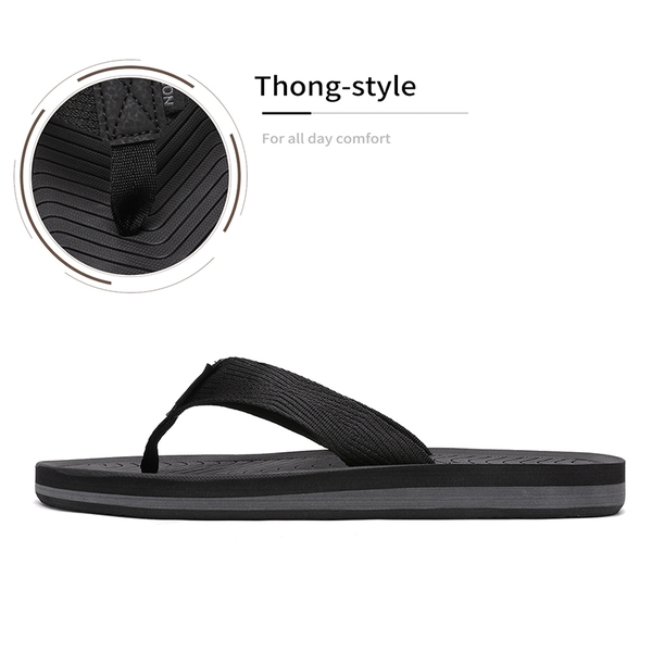 Men's Canvas Flip Flops - BLACK - 3
