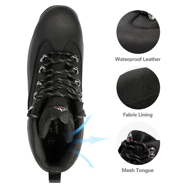 Men's Steel Toe Work Boots - BLACK - 2