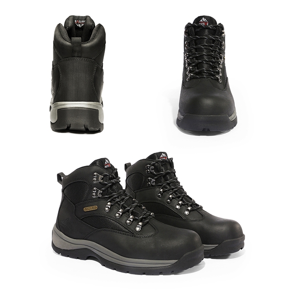 Men's Steel Toe Work Boots - BLACK - 5