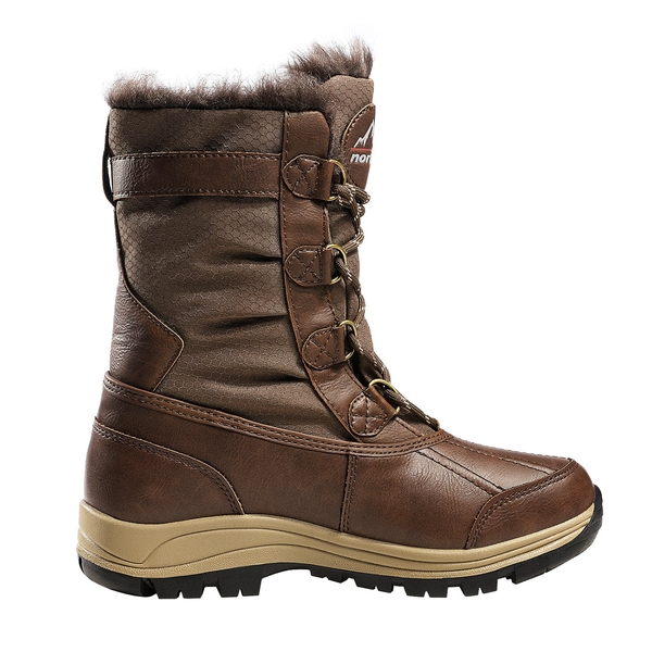 Women's Leather Waterproof Snow Boots - BROWN - 1