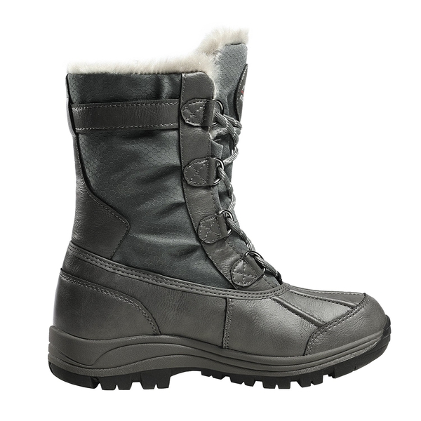 Women's Leather Waterproof Snow Boots - GREY - 1