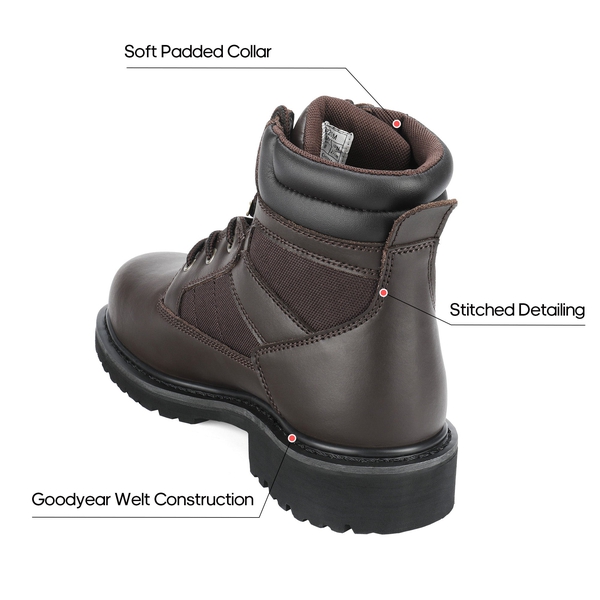 Men's Soft Toe Work Boots - BROWN - 3
