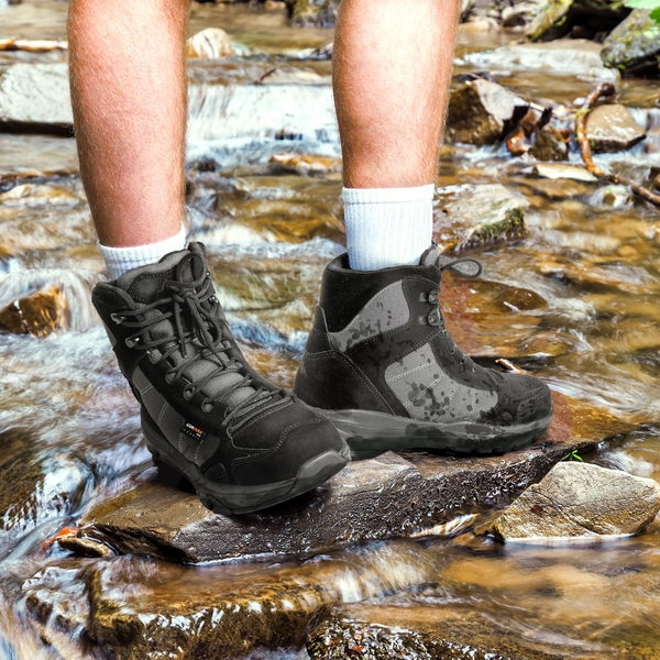 Men's Waterproof Lightweight Military Work Boots - BLACK - 1