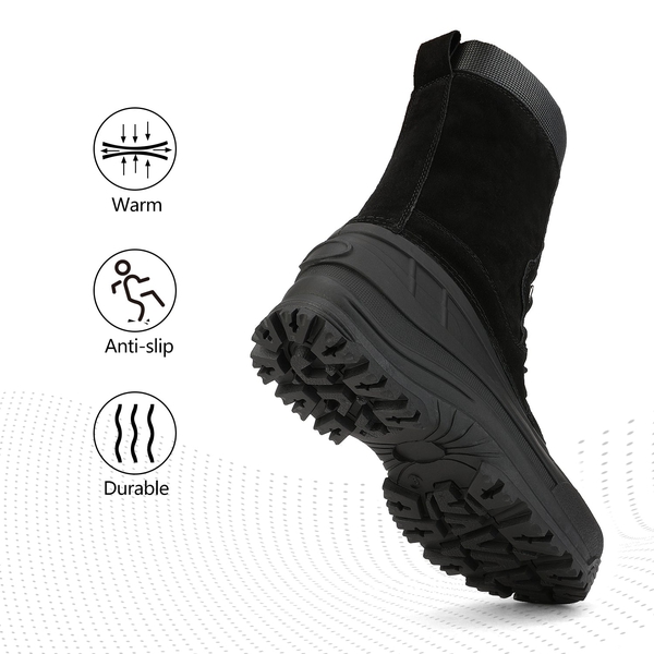 Men's Insulated High-Top Waterproof Snow Boots - BLACK - 1