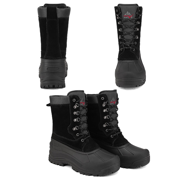 Men's Insulated High-Top Waterproof Snow Boots - BLACK - 5