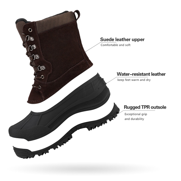 Men's Insulated High-Top Waterproof Snow Boots - BROWN - 4