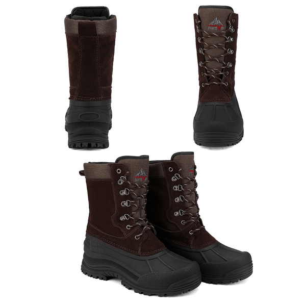 Men's Insulated High-Top Waterproof Snow Boots - BROWN - 5