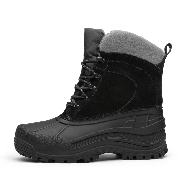 Men's Fur Lined Waterproof Snow Boots - BLACK - 2