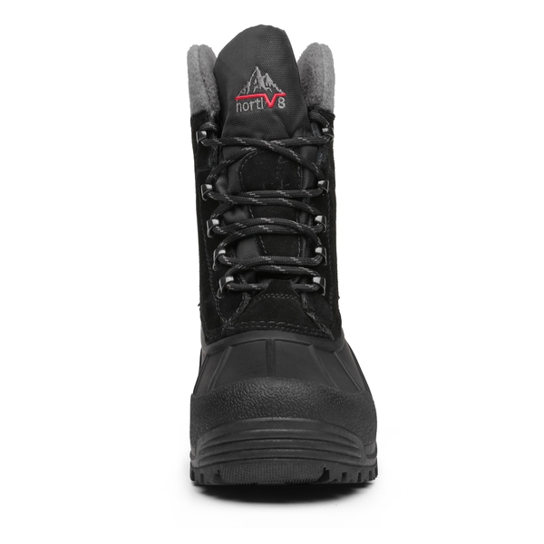 Men's Fur Lined Waterproof Snow Boots - BLACK - 5