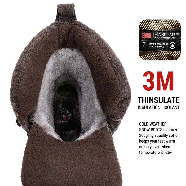 Men's Fur Lined Waterproof Snow Boots - BROWN - 1