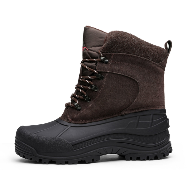 Men's Fur Lined Waterproof Snow Boots - BROWN - 3